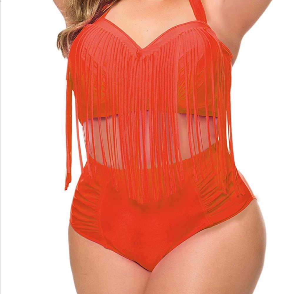 Retro High Waist Braided Fringe Top Bikini